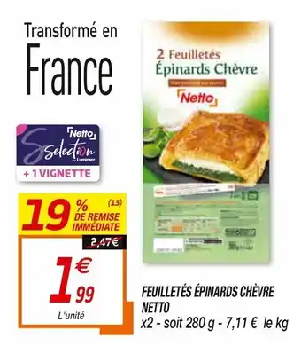 Netto Feuilletés Épinards Chèvre Netto offre