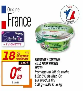 Netto Fromage à Tartiner Ail & Fines Herbes offre