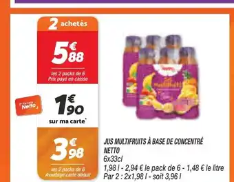 Netto JUS MULTIFRUITS À BASE DE CONCENTRÉ NETTO 6x33cl offre