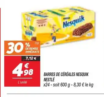 Netto BARRES DE CÉRÉALES NESQUIK NESTLÉ offre