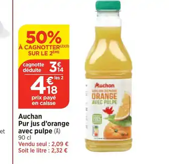 Auchan Pur jus d'orange avec pulpe (A) 90 cl