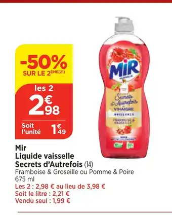 Bi1 Mir Liquide vaisselle Secrets d'Autrefois (14) offre