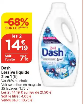 Bi1 Dash Lessive liquide 2 en 1 (14) offre