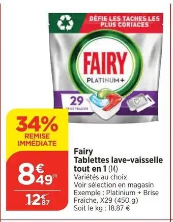 Bi1 Fairy Tablettes lave-vaisselle tout en 1 offre
