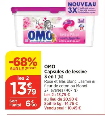 Bi1 OMO Capsules de lessive 3 en 1 (14) offre
