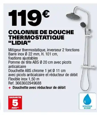 Brico Dépôt COLONNE DE DOUCHE THERMOSTATIQUE offre