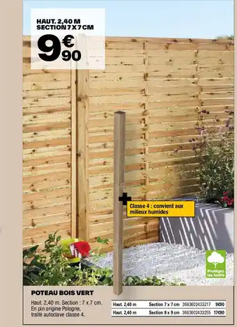 Brico Dépôt POTEAU BOIS VERT offre