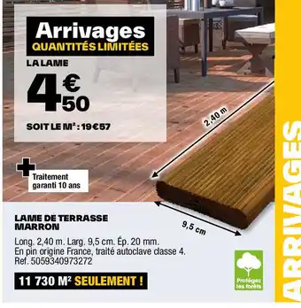 Brico Dépôt LAME DE TERRASSE MARRON offre