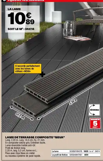 Brico Dépôt LAME DE TERRASSE COMPOSITE "NEVA offre