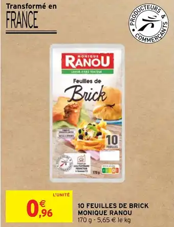 10 FEUILLES DE BRICK MONIQUE RANOU 170 g
