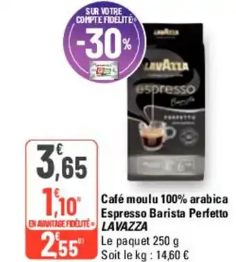 G20 Café moulu 100% arabica Espresso Barista Perfetto LAVAZZA offre