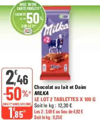G20 Chocolat au lait et Daim MILKA offre