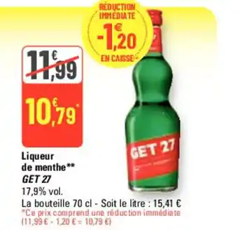 G20 Liqueur de menthe** GET 27 17,9% vol. offre