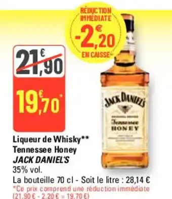 G20 Liqueur de Whisky** Tennessee Honey JACK DANIEL'S 35% vol. offre