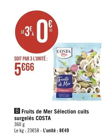 Casino Supermarchés Fruits de Mer Sélection cuits surgelés COSTA offre