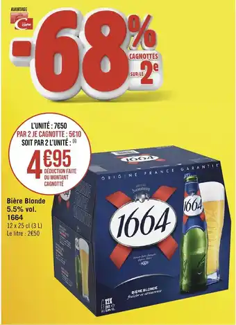 Casino Supermarchés Bière Blonde 5.5% vol. 1664 offre