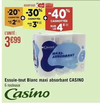 Casino Supermarchés Essuie-tout Blanc maxi absorbant CASINO offre