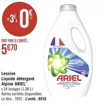 Casino Supermarchés Lessive Liquide détergent Alpine ARIEL* offre