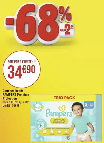 Casino Supermarchés Couches bébés PAMPERS Premium Protection offre