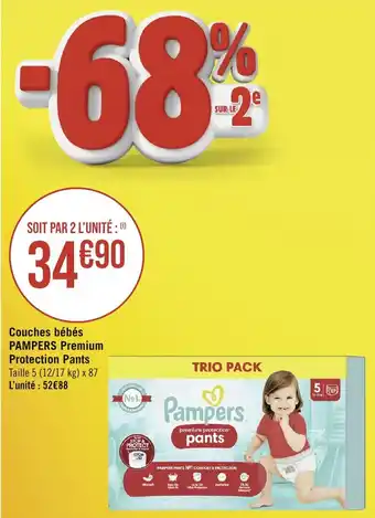 Casino Supermarchés Couches bébés PAMPERS Premium Protection Pants offre