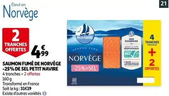Auchan Petit navire saumon fumé de norvège -25% de sel offre