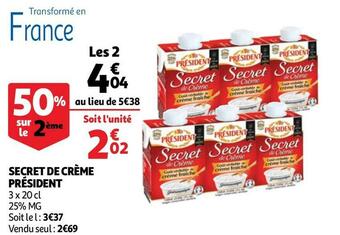Auchan Président secret de crème offre
