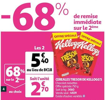 Auchan Kellogg's cereales tresor offre