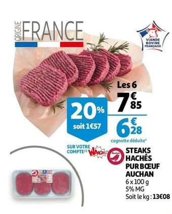Auchan Auchan steaks hachés pur bœuf offre