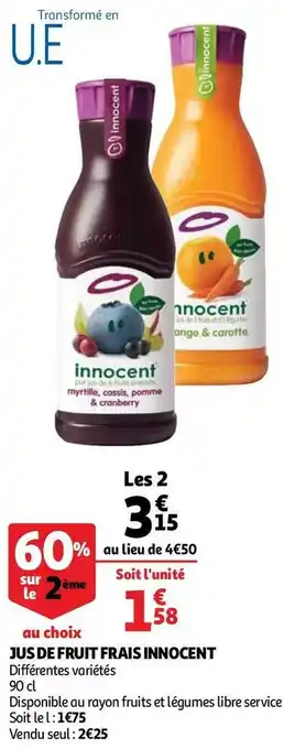 Auchan Innocent jus de fruit frais offre