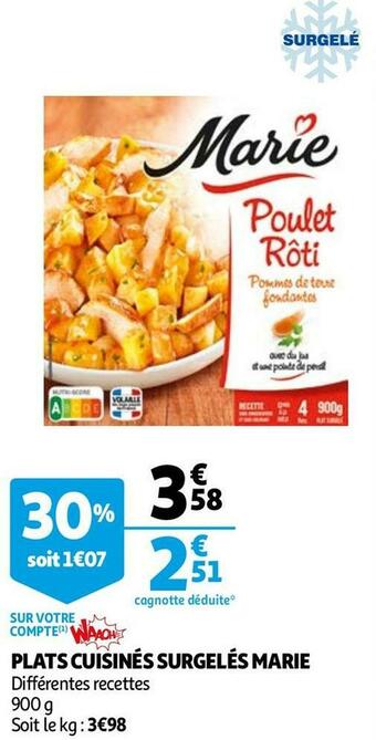 Auchan Marie plats cuisinés surgelés offre