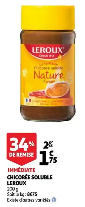 Auchan Leroux chicorée soluble offre