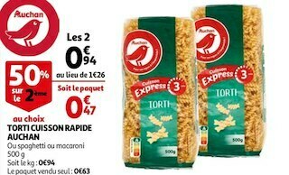 Auchan torti cuisson rapide