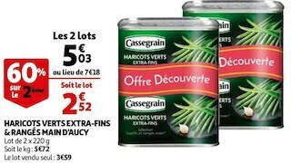 Auchan Cassegrain haricots verts extra-fins & rangés main offre