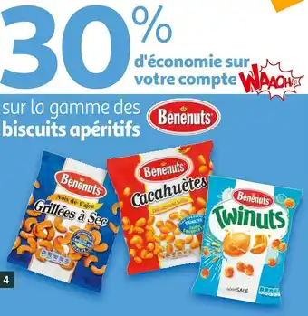 Auchan Benenuts bon plan sur la gamme des biscuits apéritifs benenuts offre
