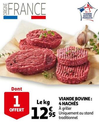 Auchan Viande bovine : 4 hachés offre