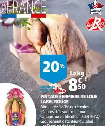 Auchan Label rouge pintade fermiere de loue offre
