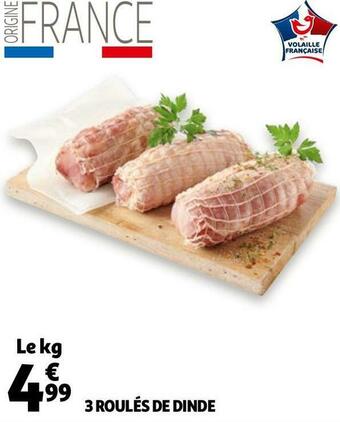 Auchan 3 roulés de dinde offre