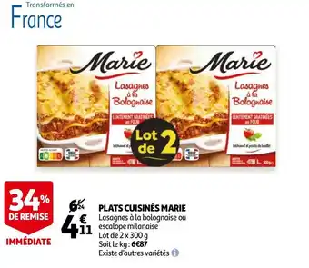 Auchan Marie plats cuisinés offre
