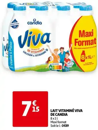 Auchan Candia lait vitaminé viva de candia offre