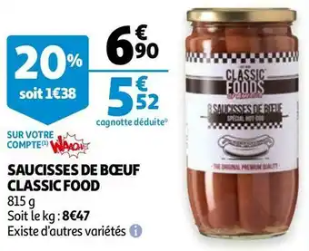 Auchan Classic food saucisses de bœuf offre