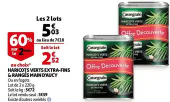 Auchan Cassegrain haricots verts extra-fins & rangés main d'aucy offre