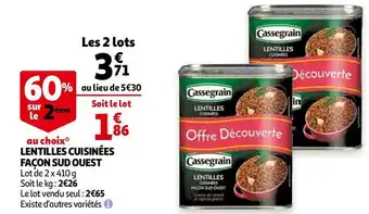 Auchan Cassegrain lentilles cuisinées façon sud ouest offre