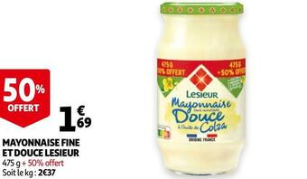 Auchan Lesieur mayonnaise fine et douce offre