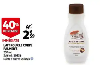 Auchan Palmer's lait pour le corps offre