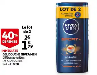 Auchan Nivea gel douche nivea men offre