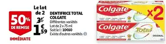 Auchan Colgate dentifrice total offre
