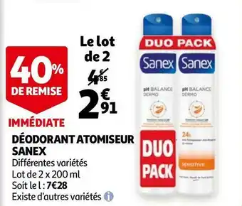 Auchan Sanex déodorant atomiseur offre