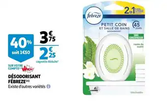 Auchan Fébreze désodorisant offre