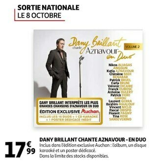 Auchan Dany brillant chante aznavour - en duo offre