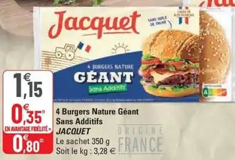 G20 4 Burgers Nature Géant Sans Additifs offre